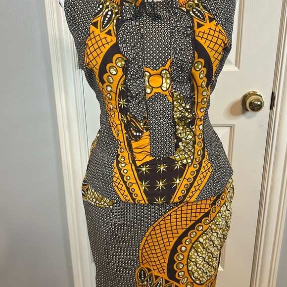 Custom African Two-Piece Wax Print Dress by Designer Chika Nwosa | Size Small - Picture 2 of 13